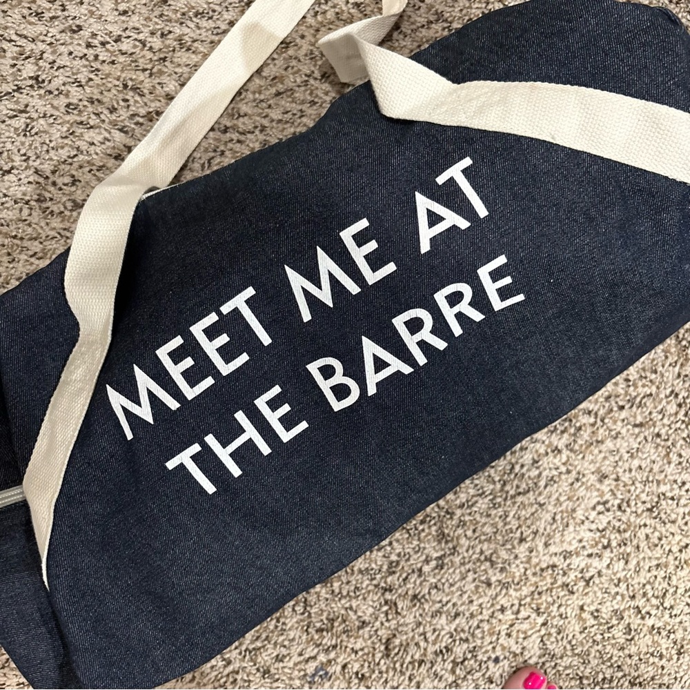 New Meet Me At The Barre Navy Canvas Duffle Bag